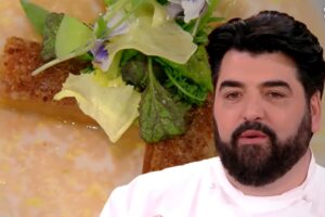 cannolo di pane con scarola e colatura di pomodori- Antonino Cannavacciuolo