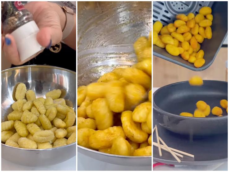 collage video gnocchi in friggitrice ad aria 