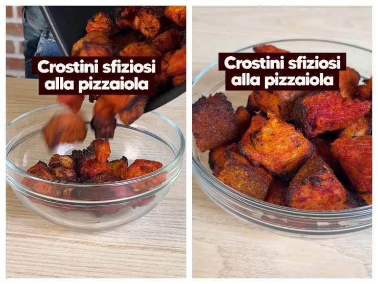 screen della video ricetta dei crostini alla pizzaiola