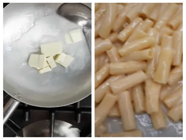 screen video per preparare la pasta al burro