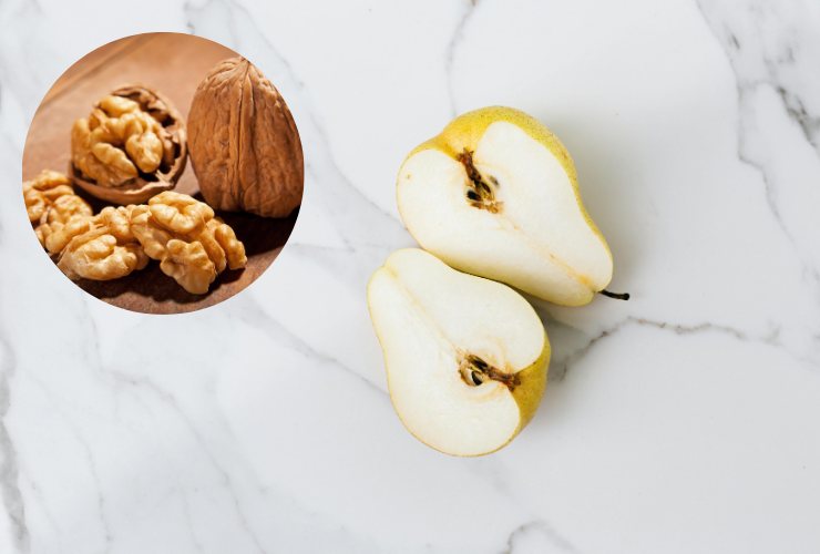 noci e pera tagliata
