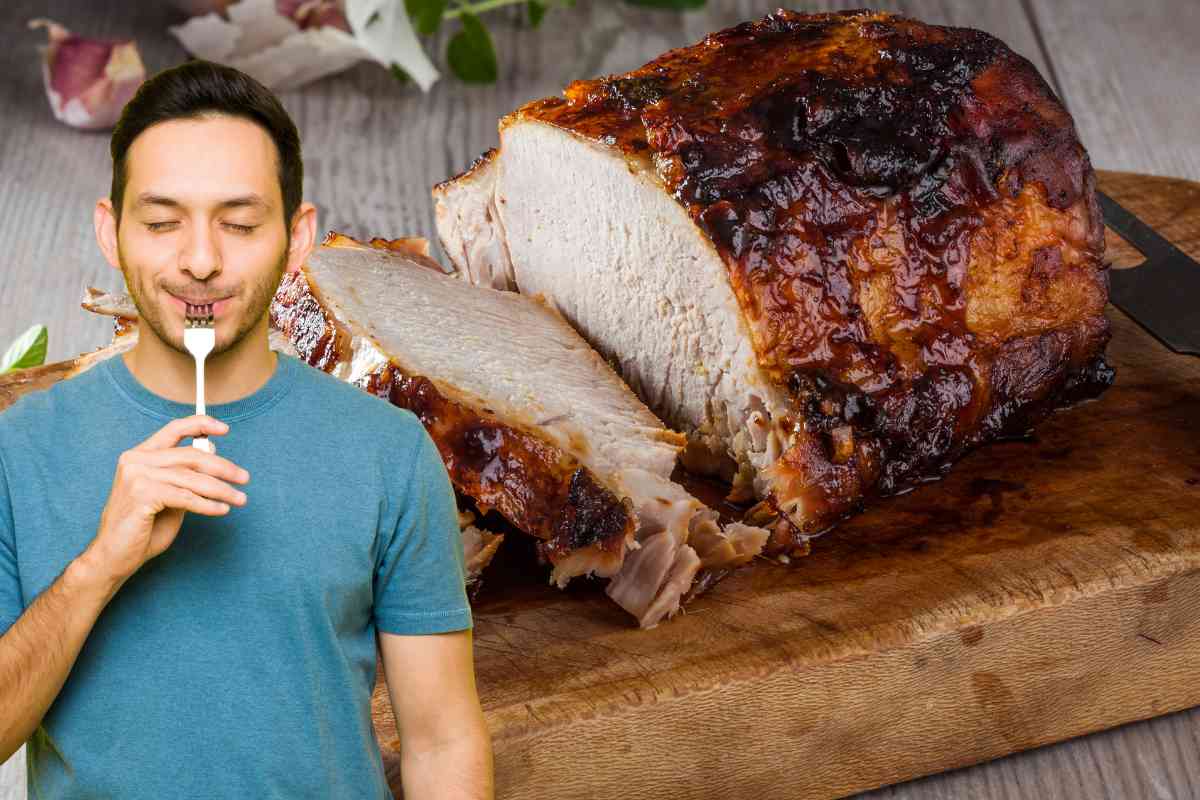 arista tagliata a fette, persona che mangia